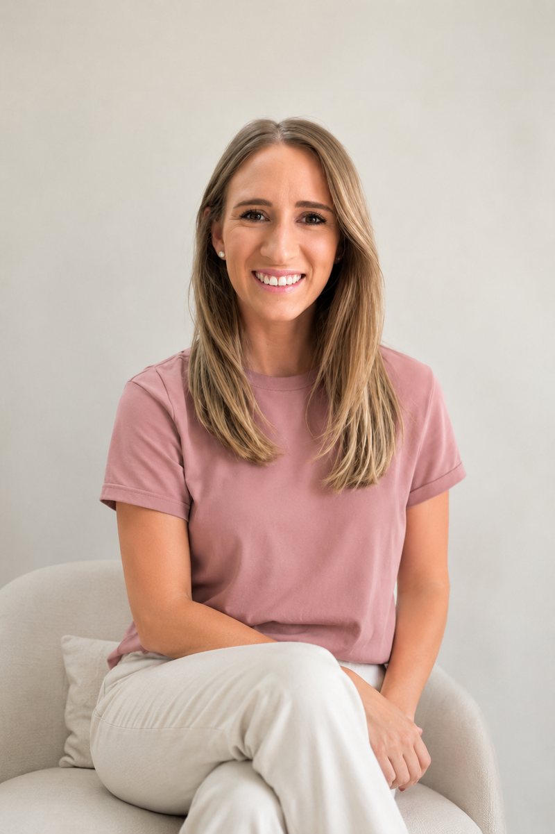 Alannah Turner, physiotherapist and founder of Physio Bump, smiling seated in a chair